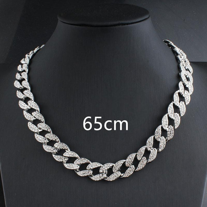 hot full diamond cuban hip hop necklace bracelet cross- hot style street hipster cuban chain