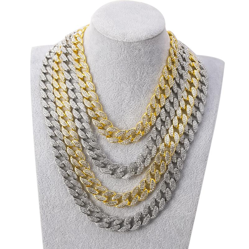 hot full diamond cuban hip hop necklace bracelet cross- hot style street hipster cuban chain