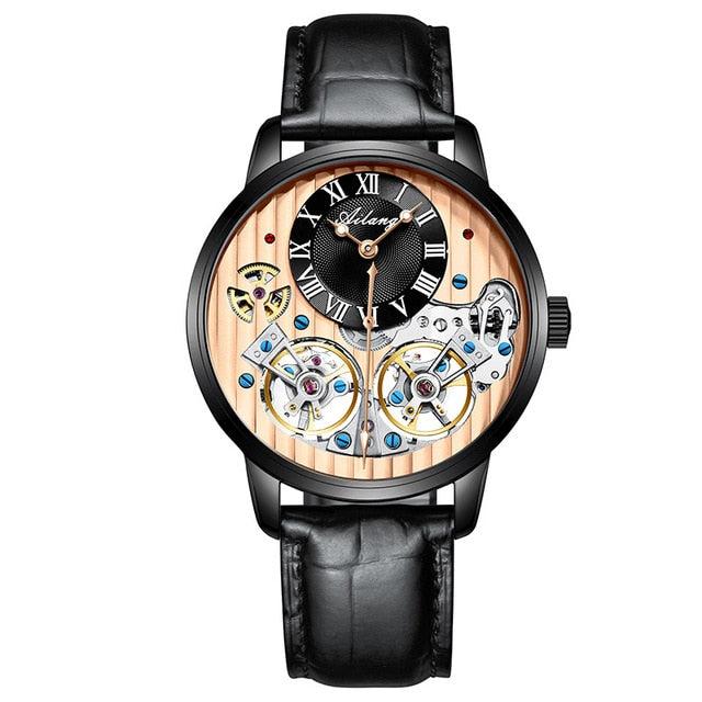 Top luxury brand expensive men's watch automatic mechanical quality watch Roman double tourbillon Swiss watch leather male 2020
