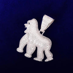 Animal Orangutan Pendant Bling Zircon Men's Hip Hop Necklace Rock Jewelry