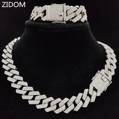 Men Women Hip Hop Chain Necklace for Fashion party 20mm width Rhombus Cuban Chains Necklace Hiphop Iced Out Bling Bling jewelry