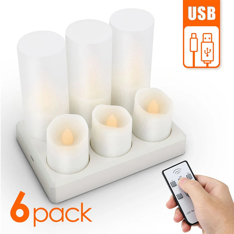 Led candles With Flickering Flame Timer Remote Control For Halloween Home Decoration Electric Candles USB Rechargeable Tealights