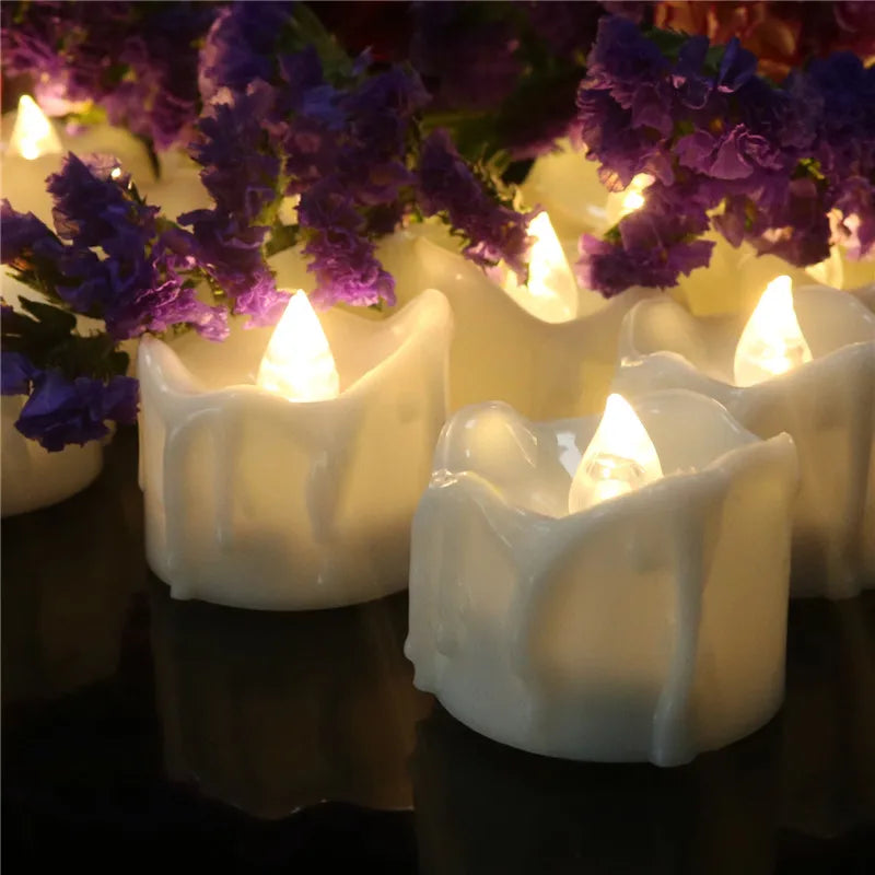 Pack of 4 Timer Flameless Candles,Yellow light Tear Drop bougie anniversaire Battery vela decorativa,6 hours on,18 hours off