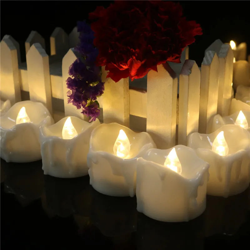 Pack of 4 Timer Flameless Candles,Yellow light Tear Drop bougie anniversaire Battery vela decorativa,6 hours on,18 hours off