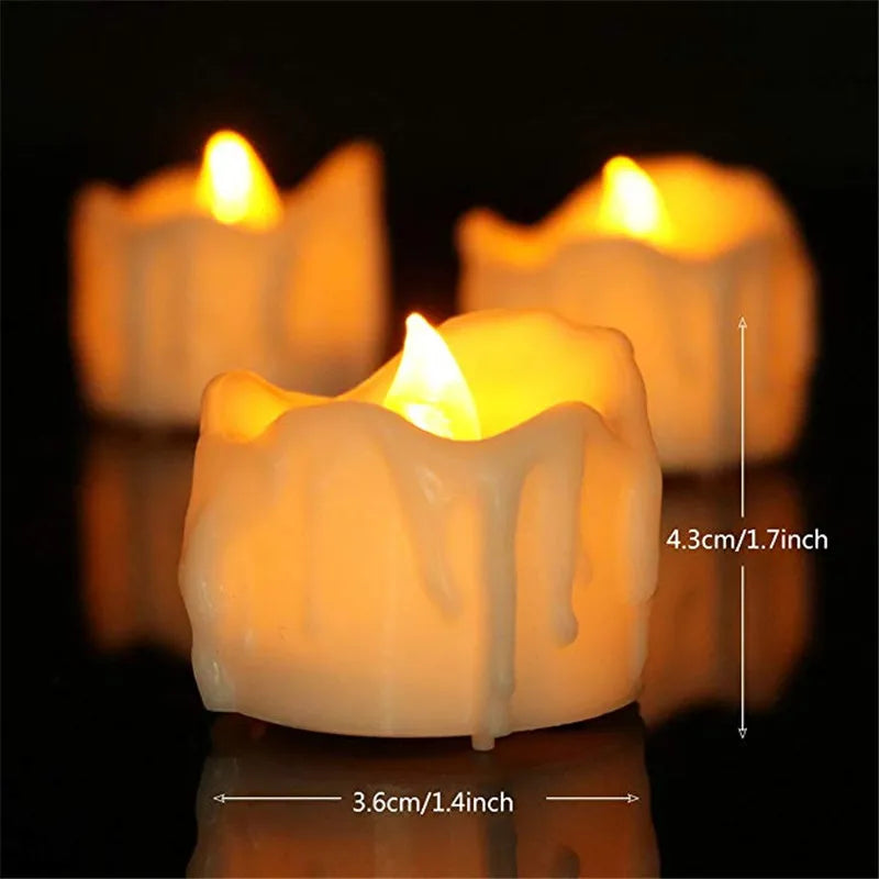 Pack of 4 Timer Flameless Candles,Yellow light Tear Drop bougie anniversaire Battery vela decorativa,6 hours on,18 hours off