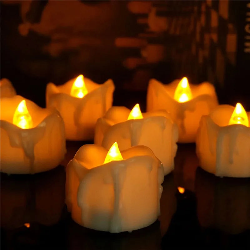 Pack of 4 Timer Flameless Candles,Yellow light Tear Drop bougie anniversaire Battery vela decorativa,6 hours on,18 hours off