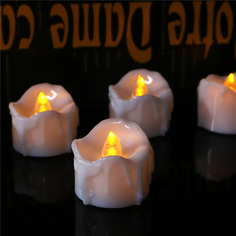 Pack of 4 Timer Flameless Candles,Yellow light Tear Drop bougie anniversaire Battery vela decorativa,6 hours on,18 hours off