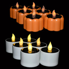 Flicker Candles Flameless Rechargeable LED Light Solar Candles Light Tea Lamps Bedroom Living Home Bar Decoration Supplies