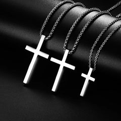 New Stainless Steel Cross Pendant Necklace for Men Women Minimalist Jewelry Male Female Necklaces Chokers Silver Color