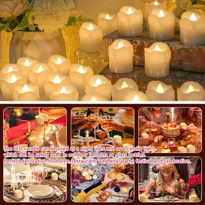 12/24Pcs Flickering LED Candles With/without Remote Electric Flameless Tealights For Valentine's Day Create Warm Ambiance Decor