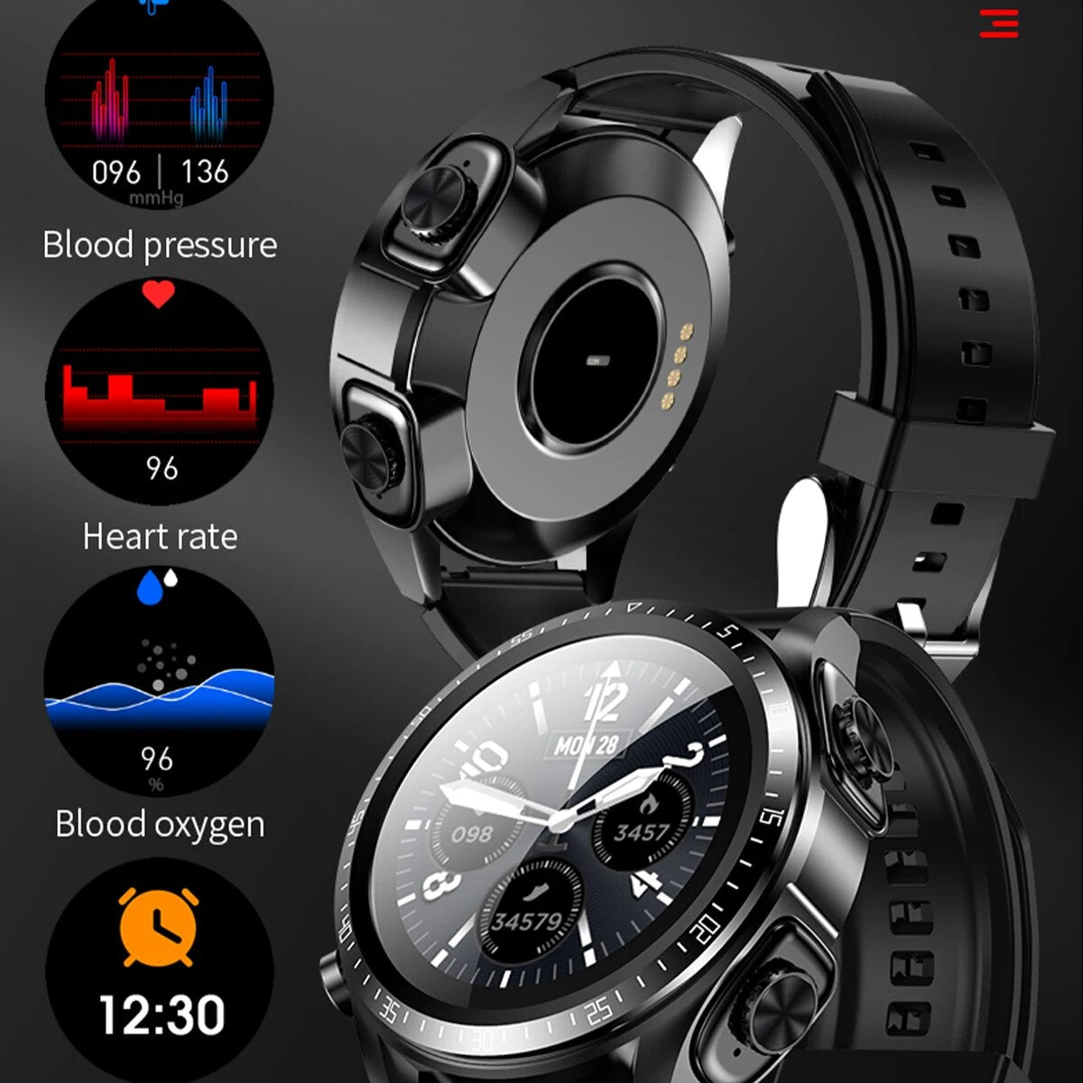 JM03 Bluetooth Smart Watch Men Women Fitness Heart Rate Sport Waterproof Watch 2 In 1 Smart Watch With BT Earbuds TWS Smartwatch