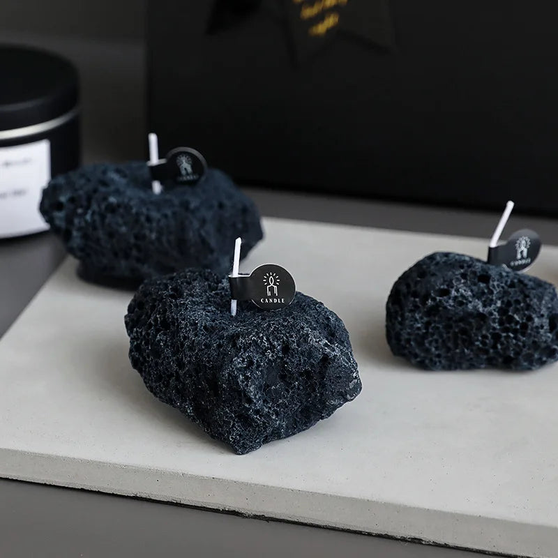 Mini Stone Shape Scented Candles Black Geometry Fragance Candle Gift Nordic Style Home Decor