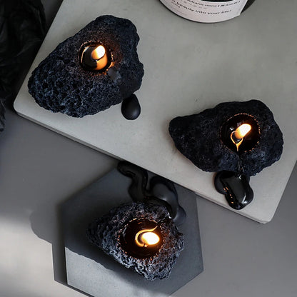 Mini Stone Shape Scented Candles Black Geometry Fragance Candle Gift Nordic Style Home Decor