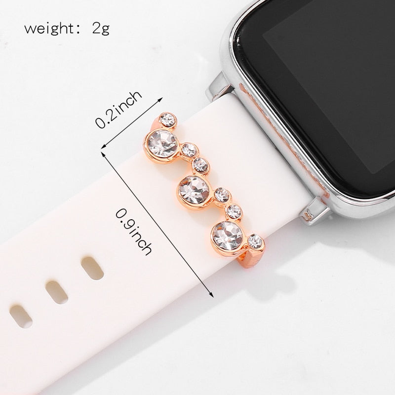 Watchband Decorative Charms Cartoon Round Charms for Apple Bracelet Silicone Accessories for Smartwatch Strap Ring Charms Stud