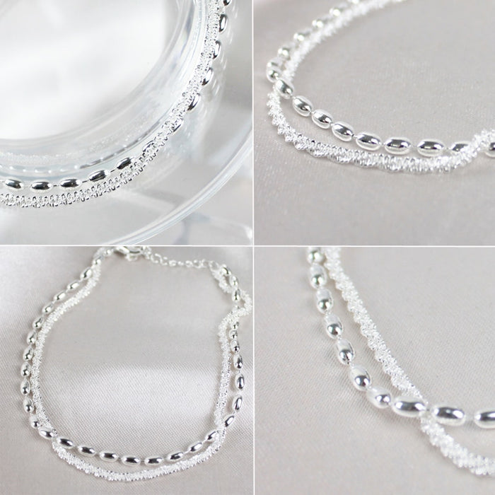 Sterling Silver Double Layer Bracelet Beads Exquisite Simple Women Bracelet