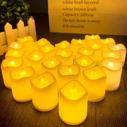 12/24Pcs Flickering LED Candles With/without Remote Electric Flameless Tealights For Valentine's Day Create Warm Ambiance Decor