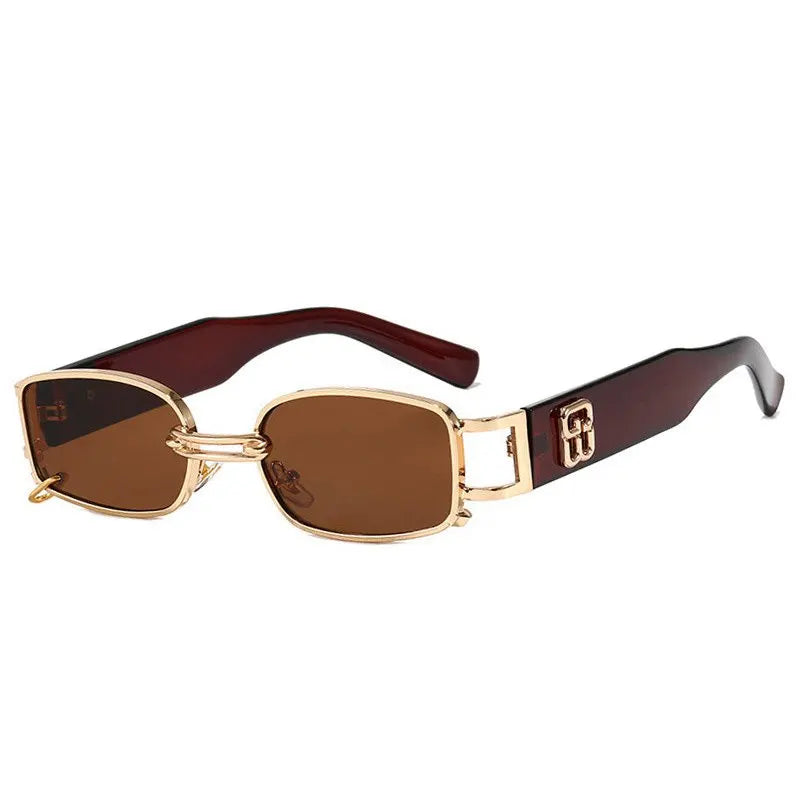 Vintage Square Sunglasses Metal Ring Women's Luxury Designer Funny Sun Glasses Shades for Men Oculos UV400 2020 Brand SG038