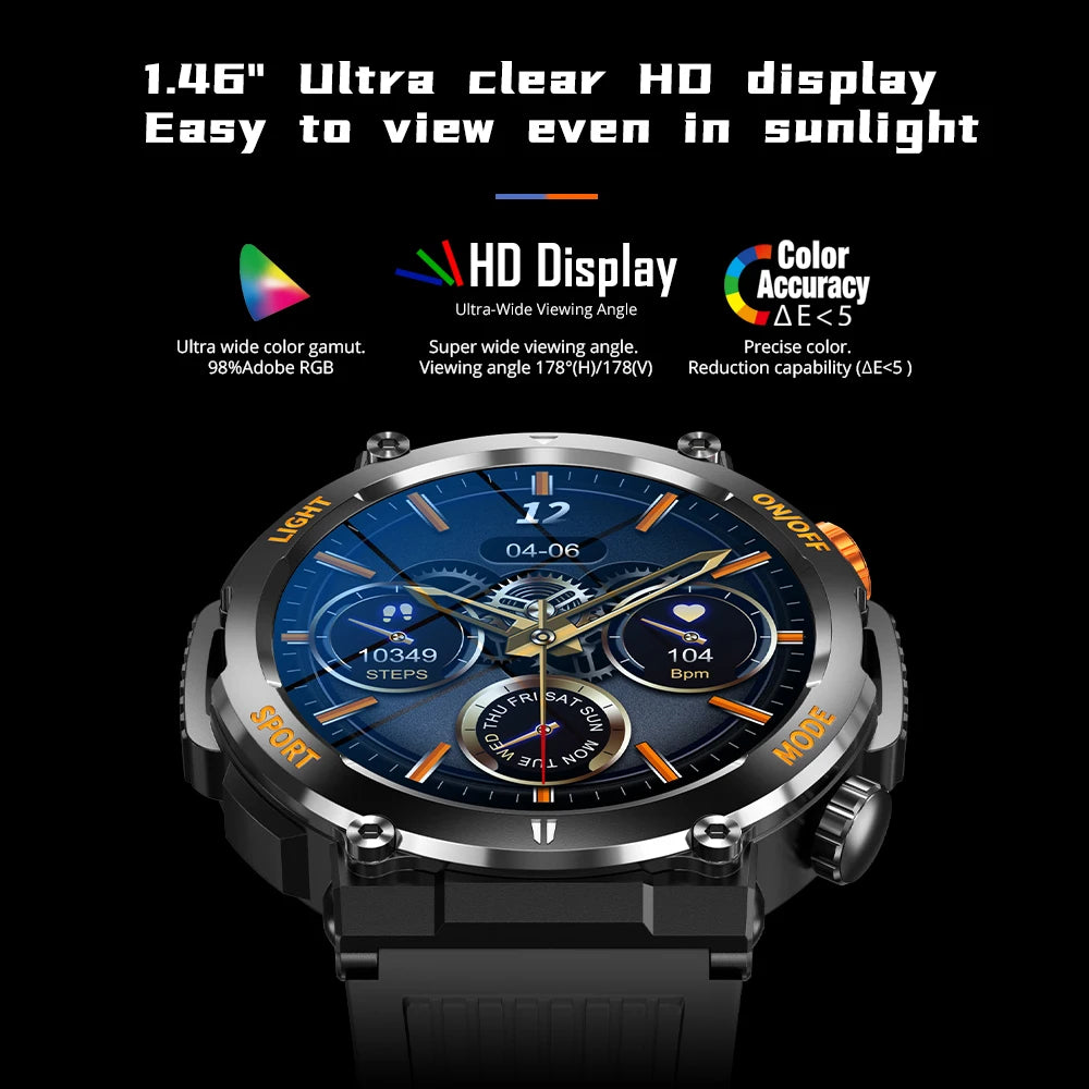 [2024] COLMI V68 1.46'' HD Display Smartwatch 100 Sports Modes Compass Flashlight Men Military Grade Toughness Smart Watch