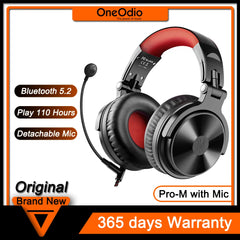 Oneodio Pro-M Bluetooth 5.2 Wireless Gaming Headset with Detachable Microphone 110Hrs Playtime Game Headphones for PC/PS4