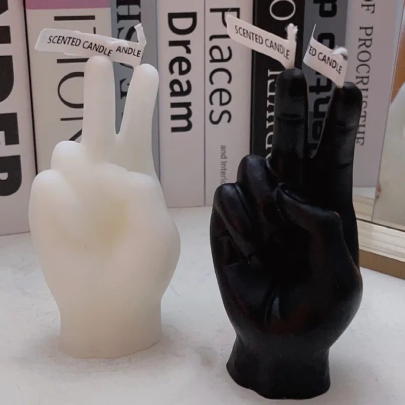 Home decoration ornaments victory gesture finger shaped scented candles funny guest gift candles modern creative birthday gifts