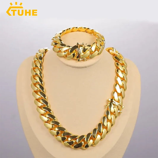 20mm Heavy Solid 18K Gold Plated Miami Cuban Link Chains Hip Hop Jewelry Choker Necklaces for Men Wholesale Price