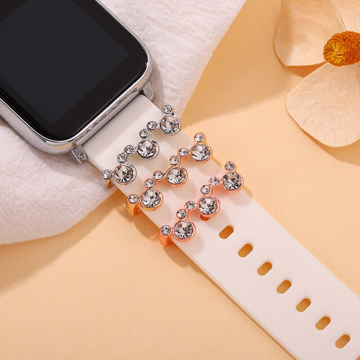 Watchband Decorative Charms Cartoon Round Charms for Apple Bracelet Silicone Accessories for Smartwatch Strap Ring Charms Stud