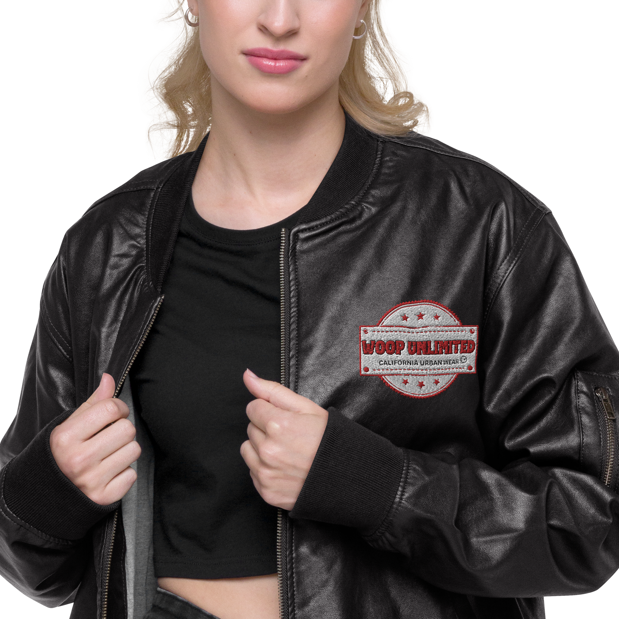 Woop Unlimited Leather Bomber Jacket