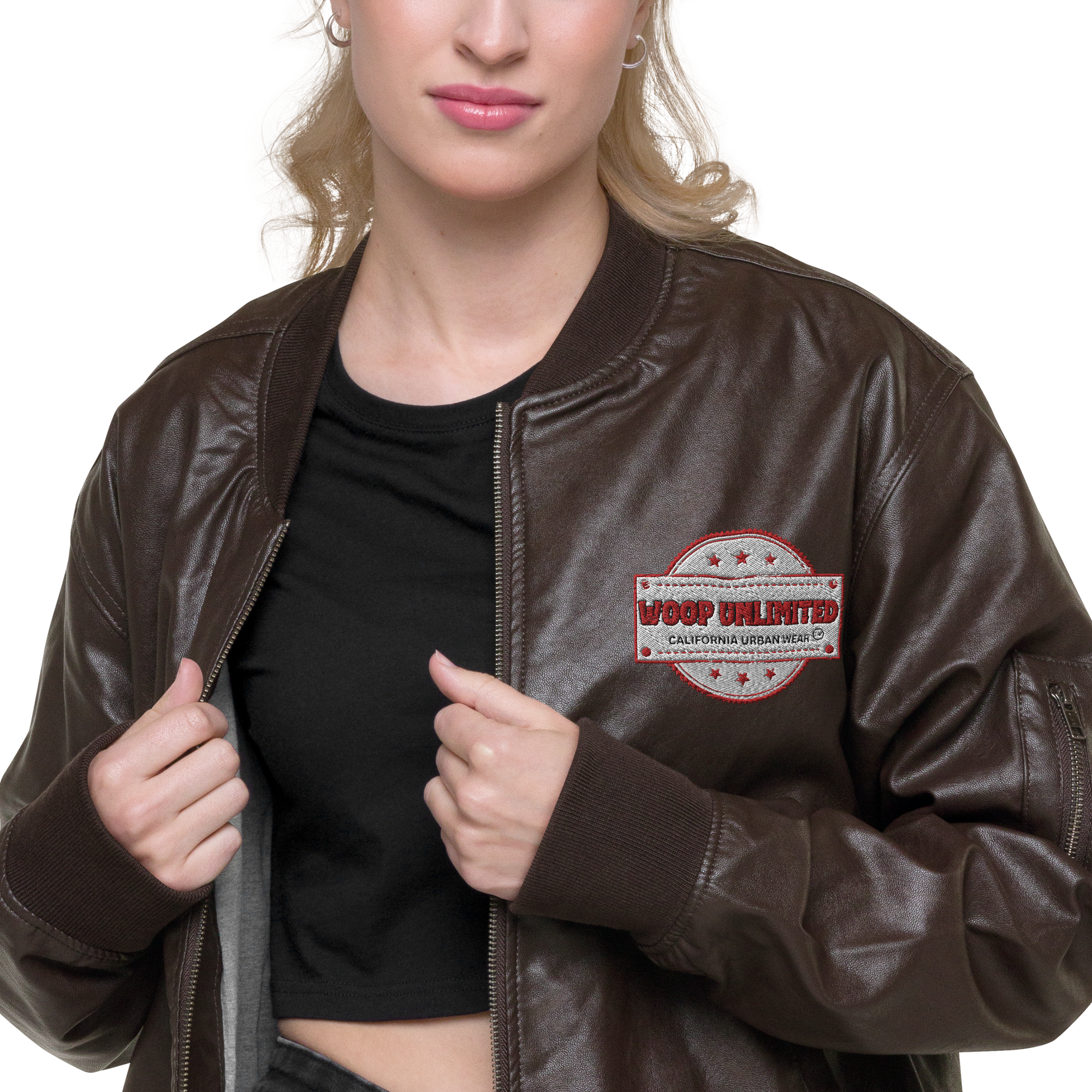Woop Unlimited Leather Bomber Jacket