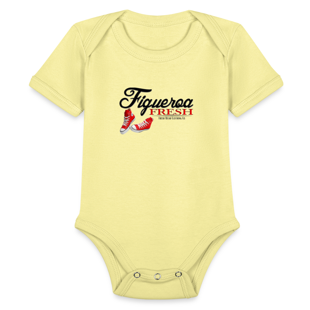 Organic Short Sleeve Figueroa Fresh Baby Bodysuit - washed yellow