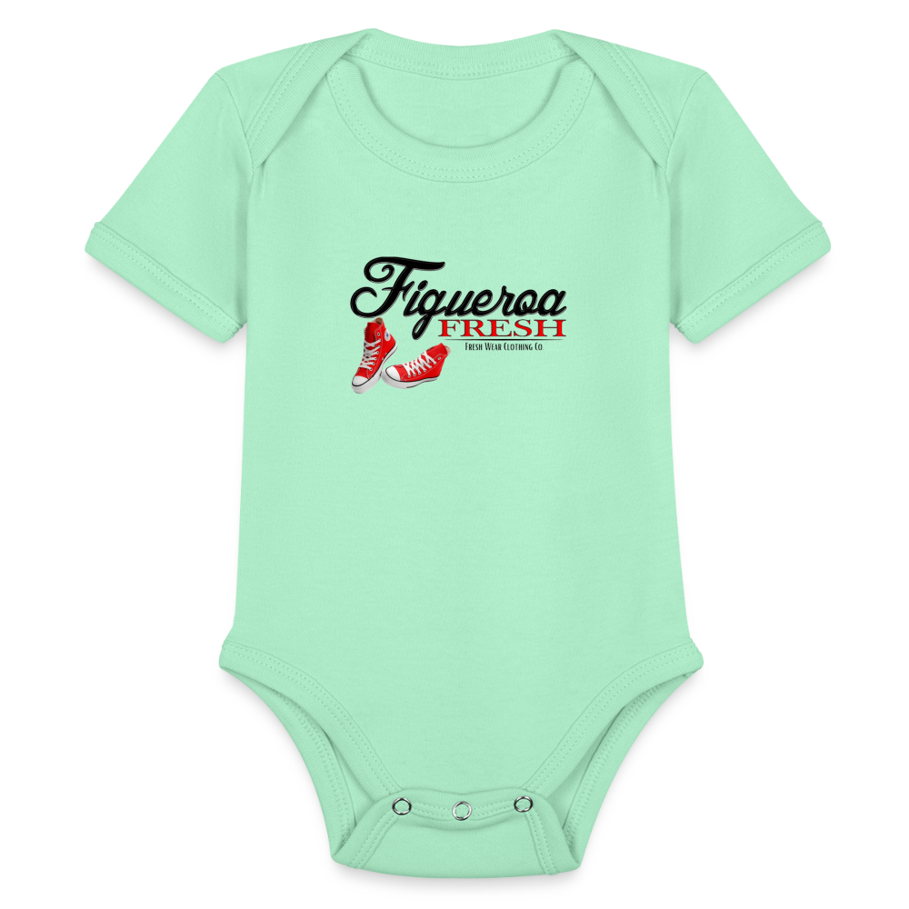 Organic Short Sleeve Figueroa Fresh Baby Bodysuit - light mint