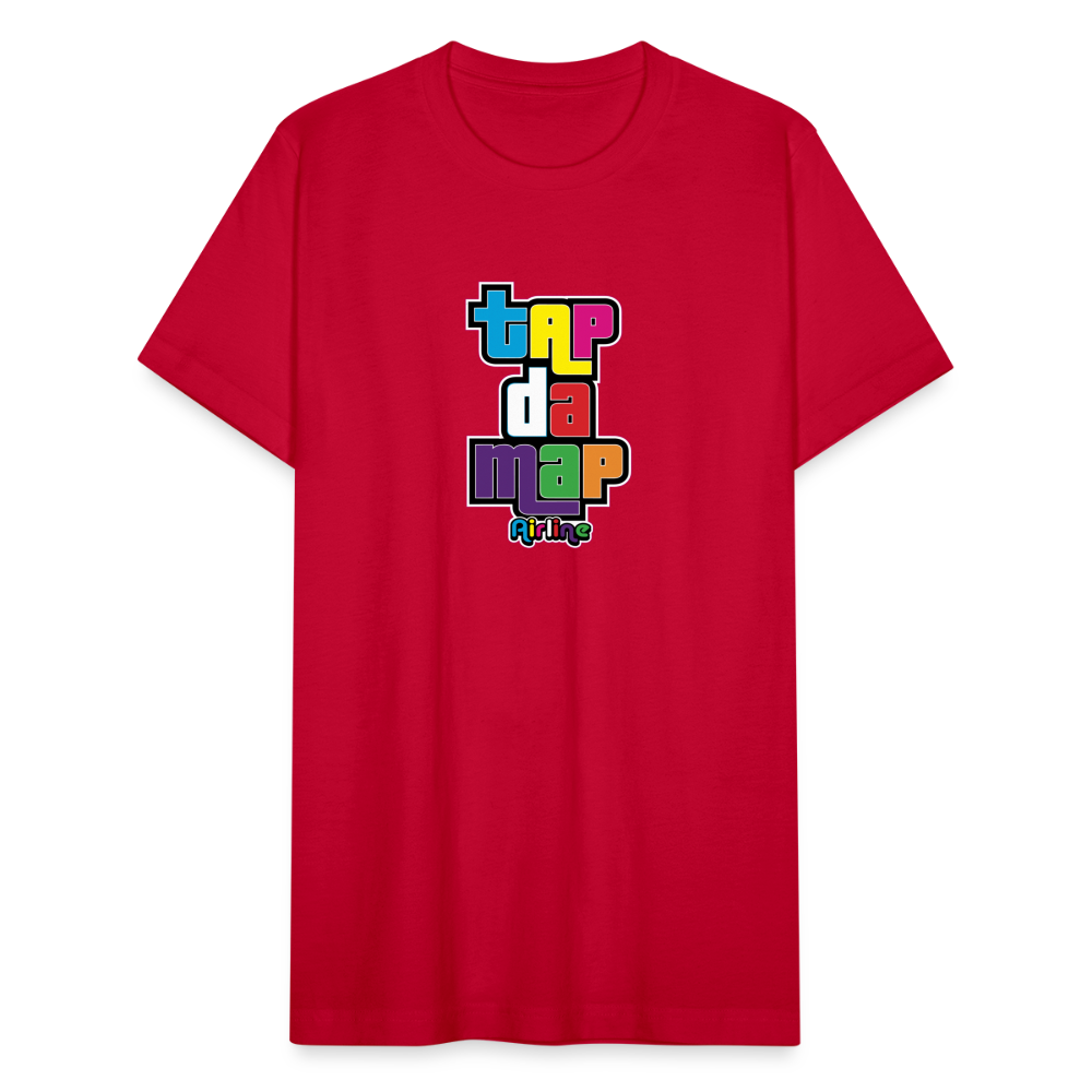 Tap Da Map Unisex Jersey T-Shirt by Bella + Canvas - red