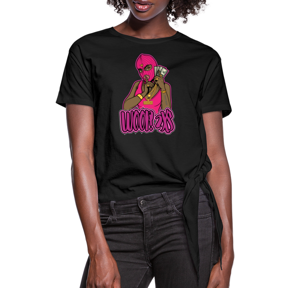 Women's Woop 2Xs Knotted T-Shirt - black