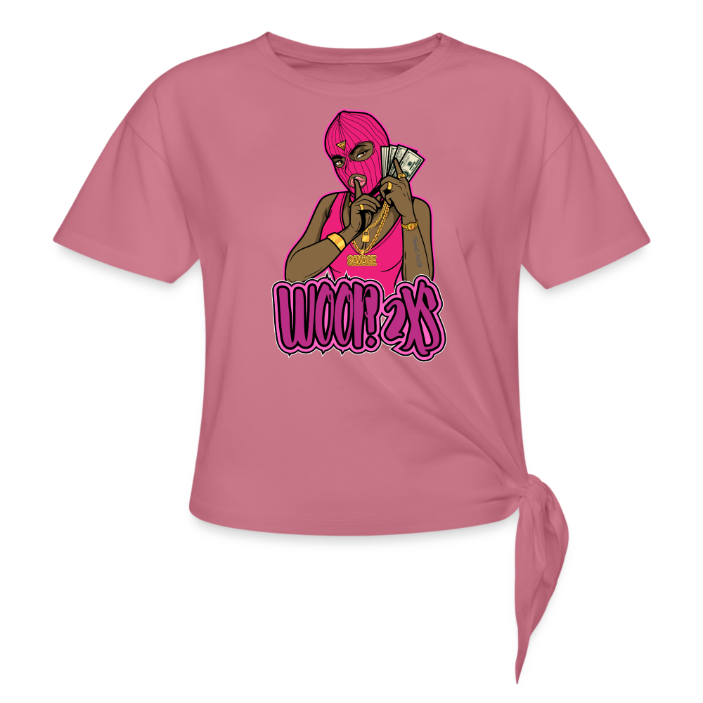 Women's Woop 2Xs Knotted T-Shirt - mauve
