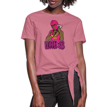 Women's Woop 2Xs Knotted T-Shirt - mauve