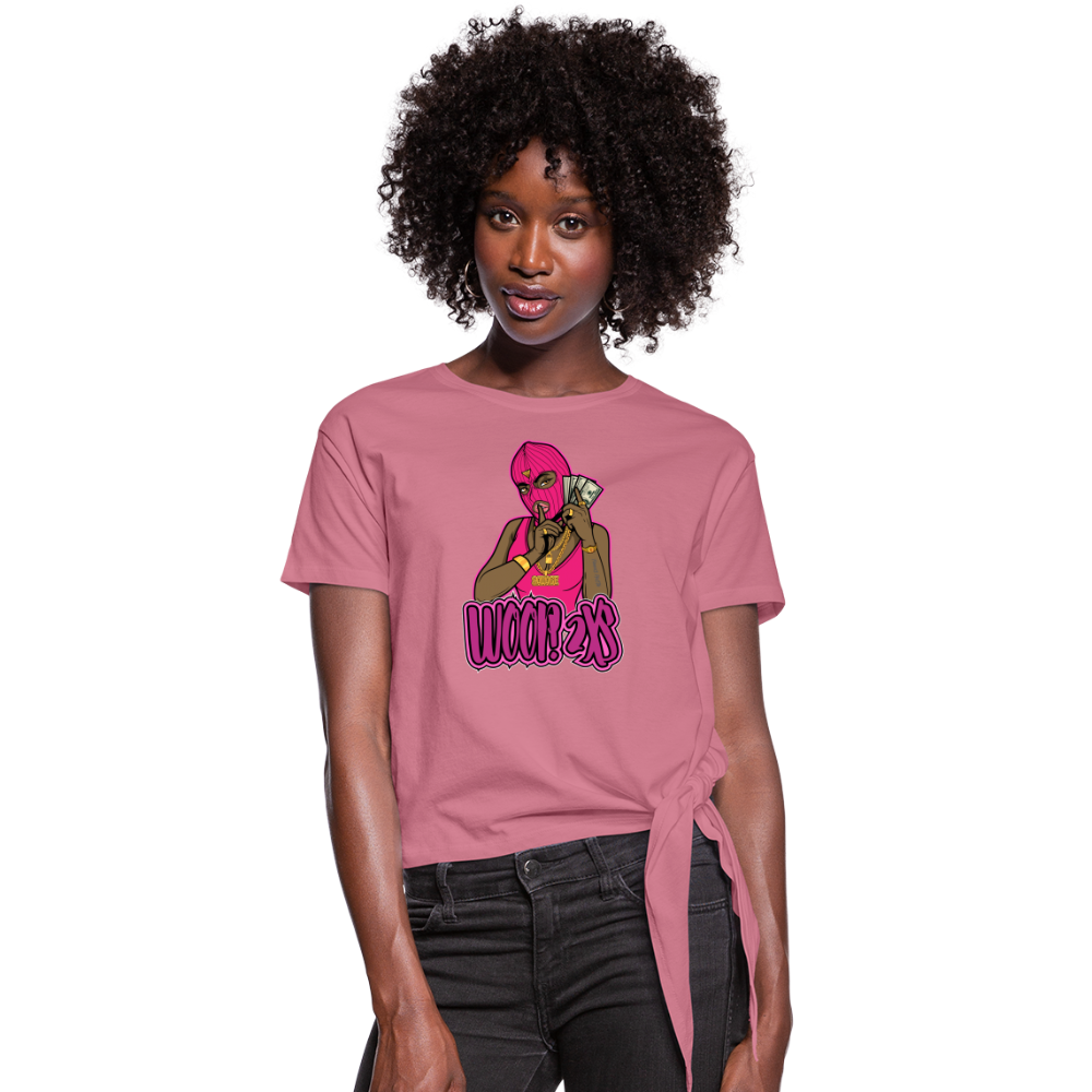 Women's Woop 2Xs Knotted T-Shirt - mauve