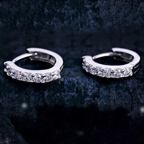 Silver Platinum Diamond Hook Earrings