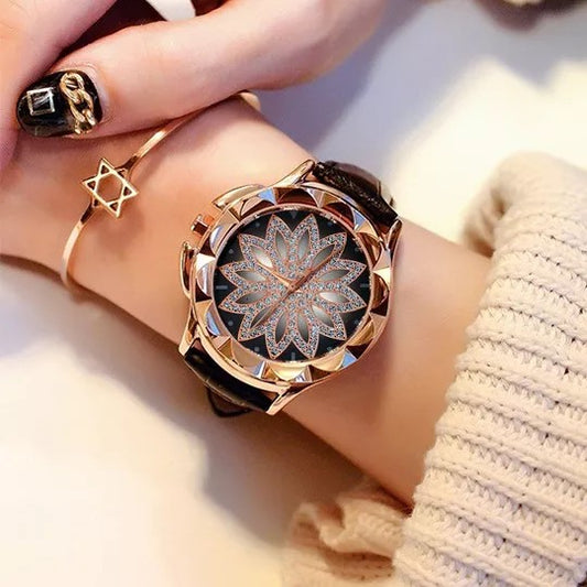 Women's The Dleek Snd Simple Versatile Time To Run Diamond-encrusted Quartz Watch