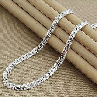 Long Silver Full Width Sideways Chain