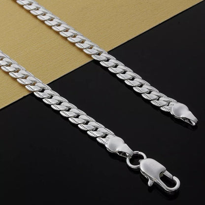 Long Silver Full Width Sideways Chain