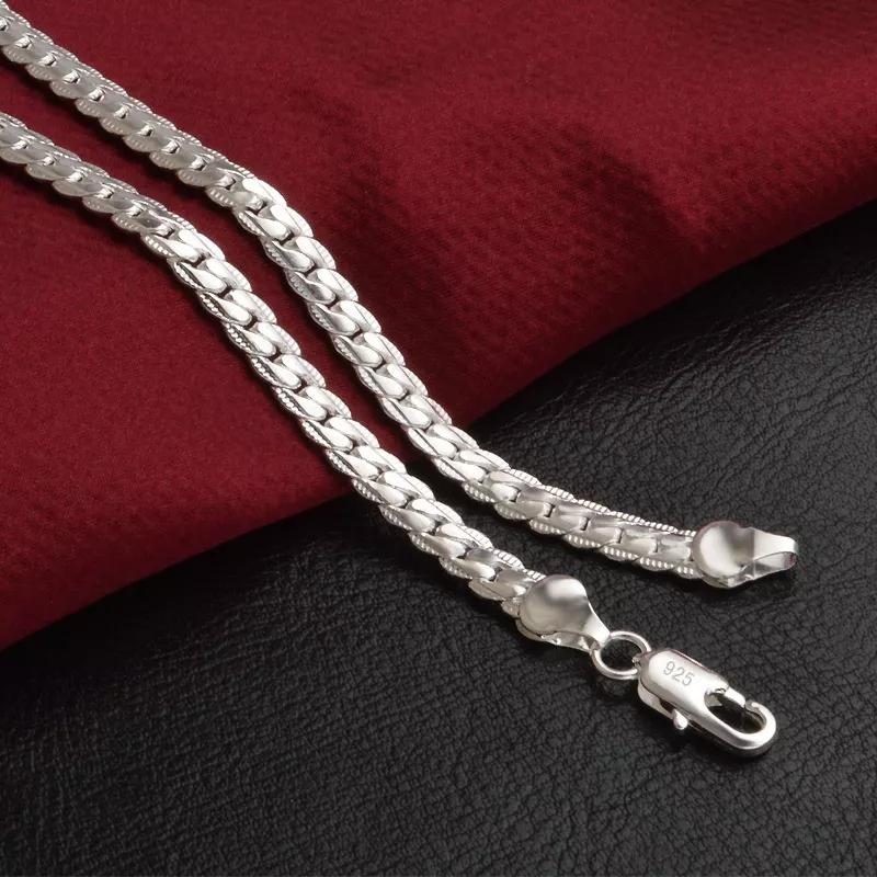 Long Silver Full Width Sideways Chain