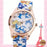 Girl Silicone Printed Flower Causal Quartz Wrist Watch