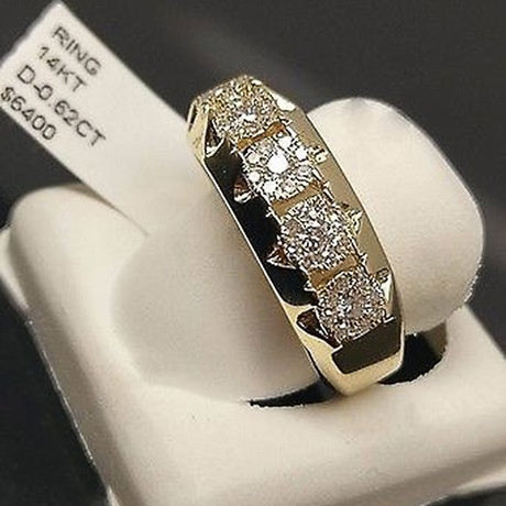 14k Gold-plated Simulated Diamond Fashion Micro-set Engagement Ring