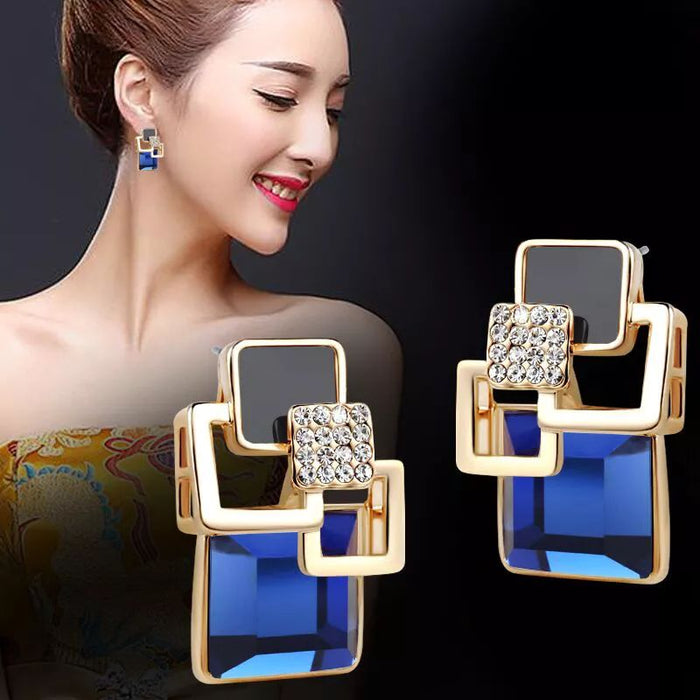 Fashion Brincos Vintage Long Square Crystal Earring