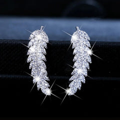 Howie Small Ladies Silver Zircon Fashion Leaf Earrings