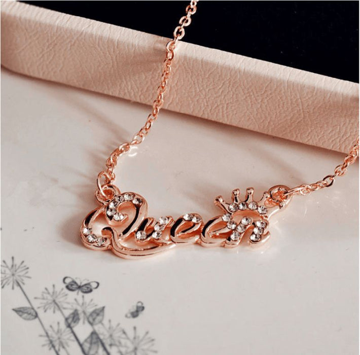 Gold Crown-Queen Diamond Zircon Fashion Necklace