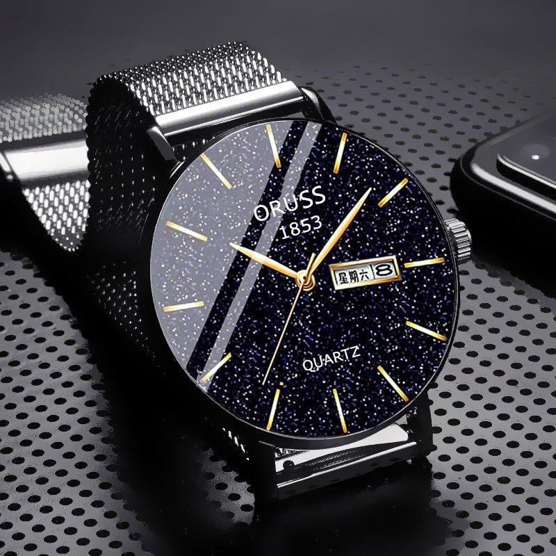 Switzerland Fully Automatic Movement Table Watch Men Calendar Pointer Stainless Steel Mirror Domestic Watch Non-Mechanical Male Watch