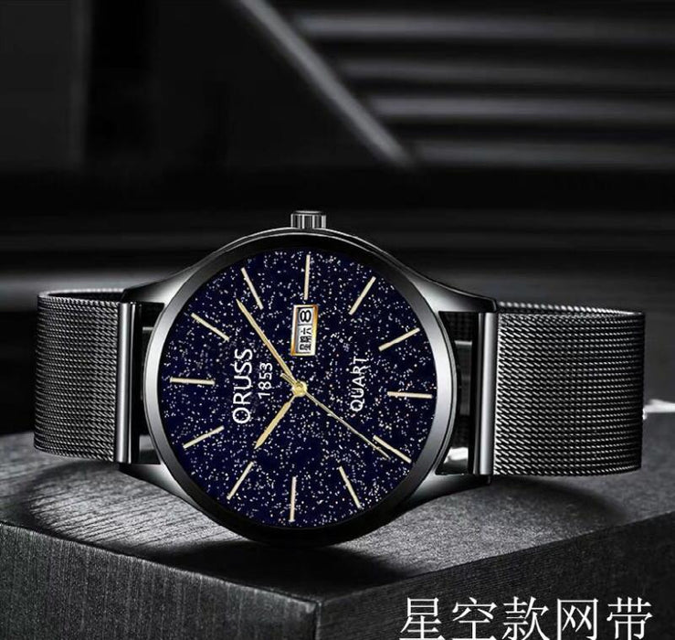 Switzerland Fully Automatic Movement Table Watch Men Calendar Pointer Stainless Steel Mirror Domestic Watch Non-Mechanical Male Watch