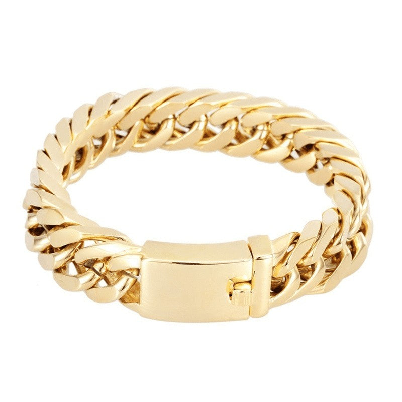 men' vacuum plating gold bracelet cuban chain bracelet jewelry