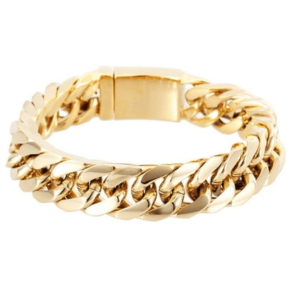 men' vacuum plating gold bracelet cuban chain bracelet jewelry