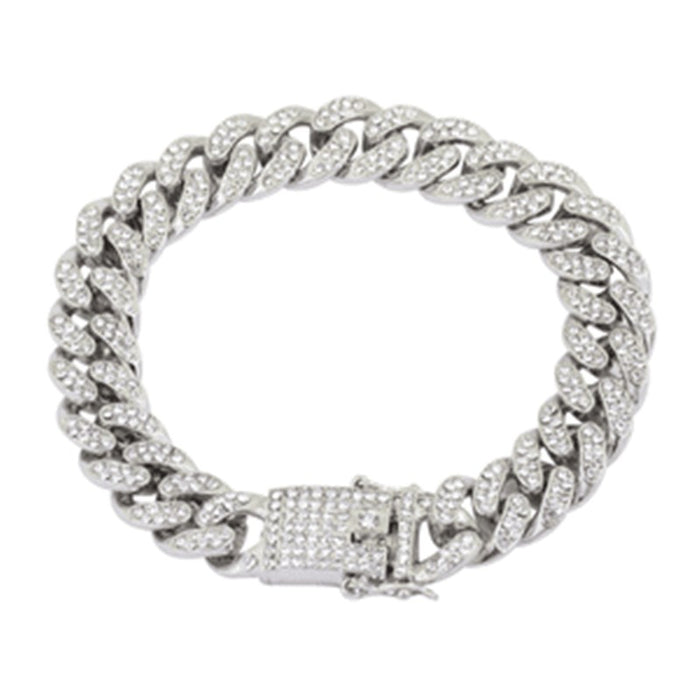 hip hop style jewelry 18k gold men' full diamond bracelet diamond cuban chain